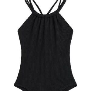 Kanu Surf Black Ribbed Double-Strap One-Piece Swimsuit